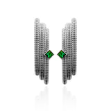 Furore Earrings - Platinum Plated Silver - Green Zircon Stone