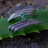 Furore Earrings - Platinum Plated Silver - Green Zircon Stone