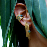 Furore Earrings - Gold Plated Silver - Green Zircon Stone