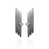 Furore Earrings - Platinum Plated Silver - Green Zircon Stone